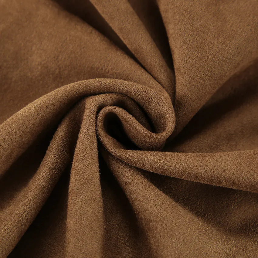 Ladies Oversized Casual Brown Suede Collar Jacket