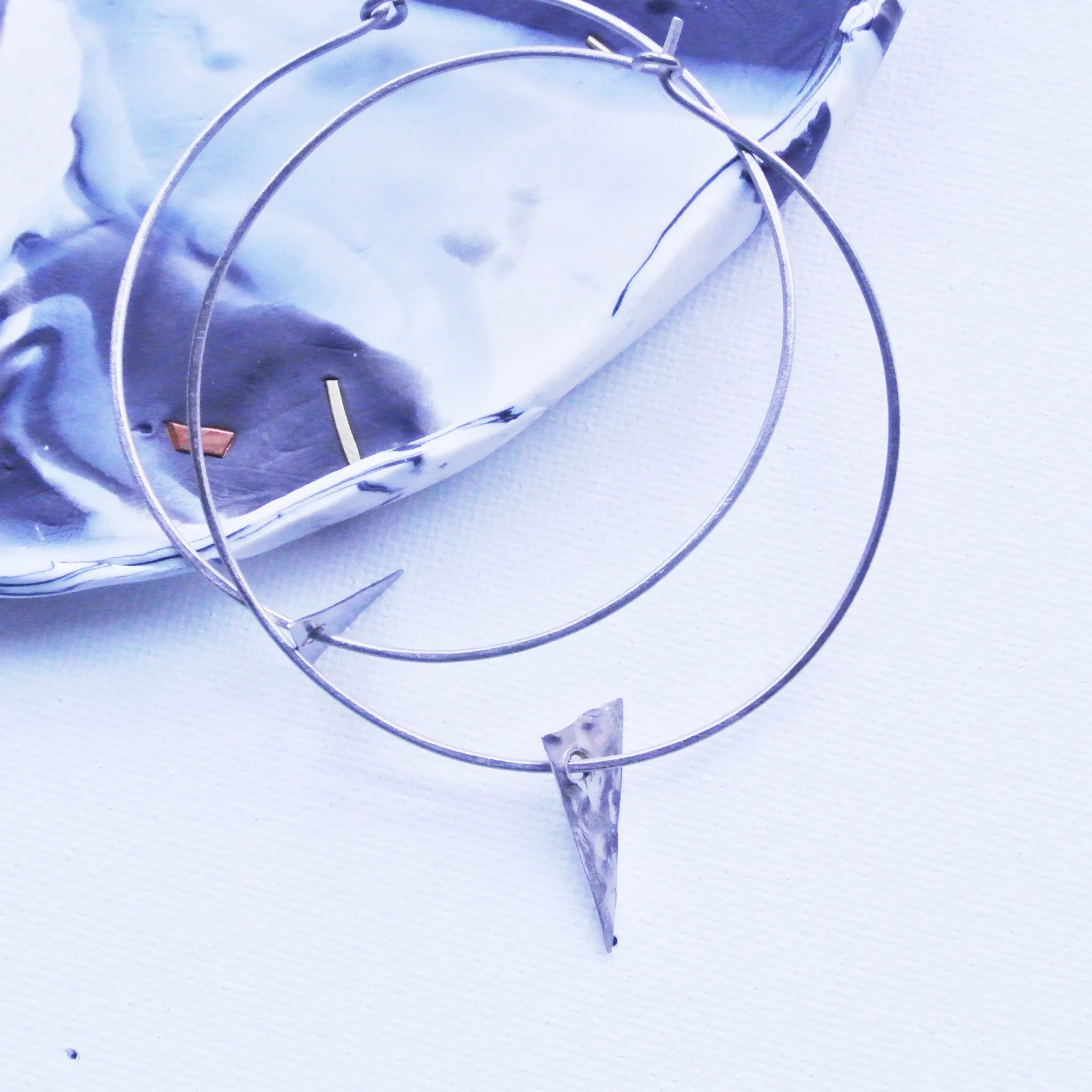 Large Titanium Hoop Earrings With Dangle Charm - 2 1/4" Wide - Nickel Free
