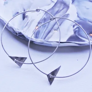 Large Titanium Hoop Earrings With Dangle Charm - 2 1/4" Wide - Nickel Free