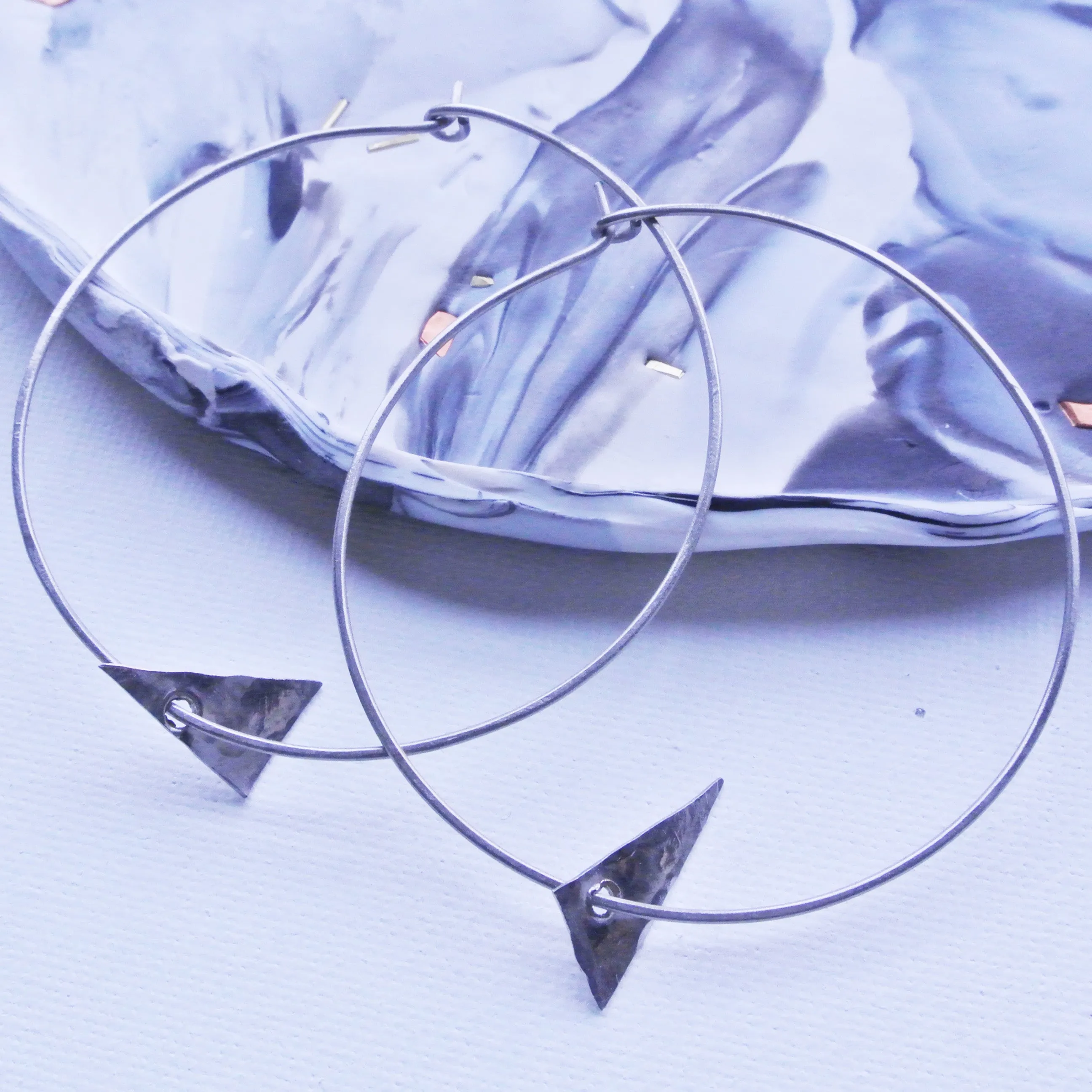 Large Titanium Hoop Earrings With Dangle Charm - 2 1/4" Wide - Nickel Free