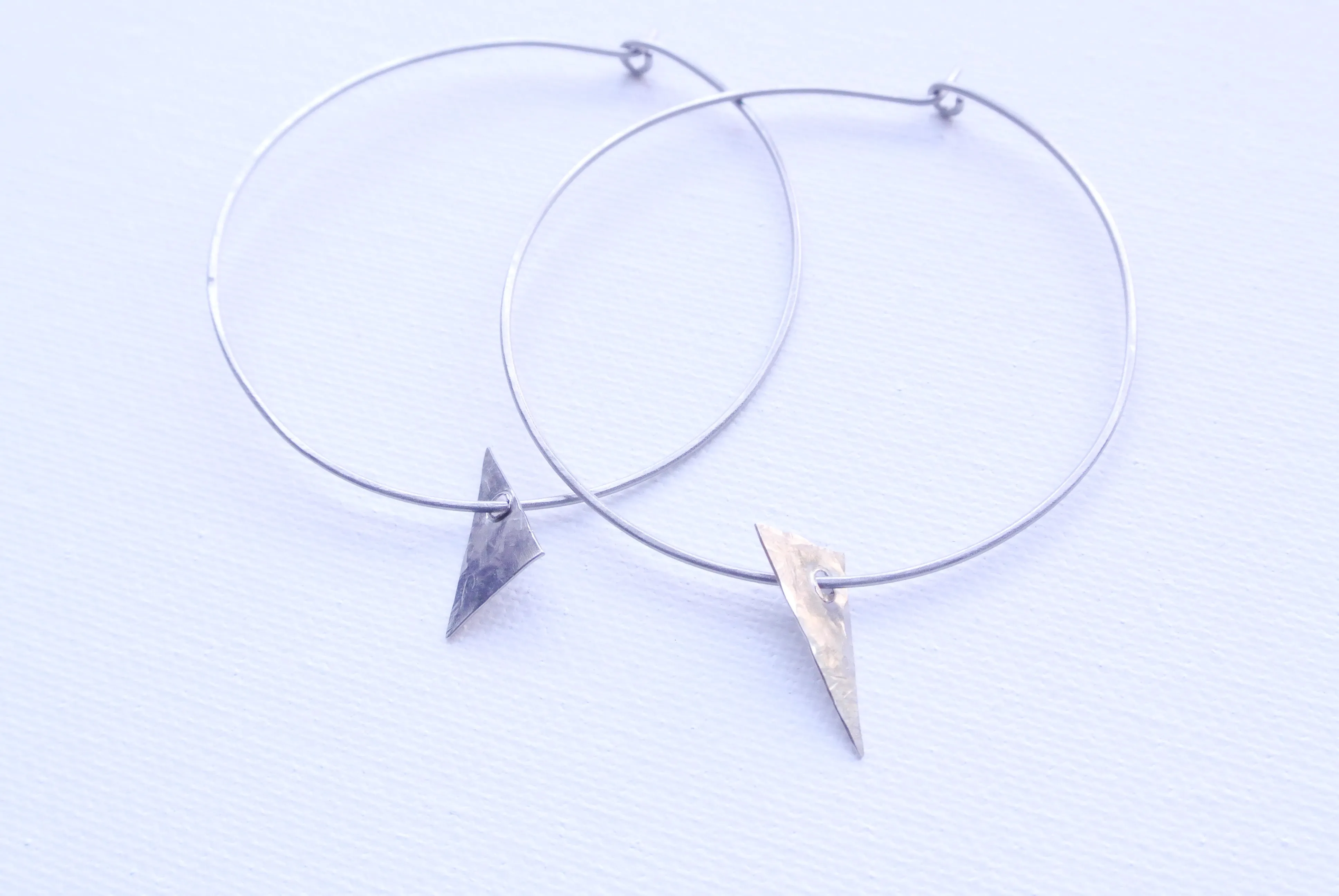 Large Titanium Hoop Earrings With Dangle Charm - 2 1/4" Wide - Nickel Free