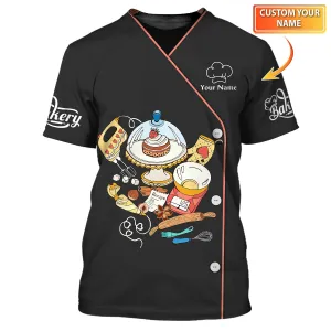 Latest Baking Supplies, Baker, Bakery Chef, Personalized Name 3D Tshirt (Non Workwear)