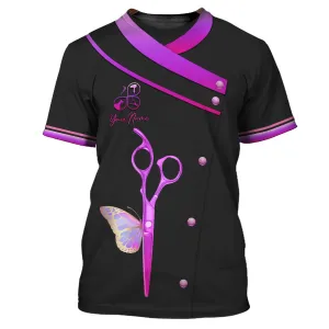 Latest Hairdresser Pesonalized 3D Shirt Hair Cut Shop Uniform Hairdresser Pattern T-Shirt [Non Workwear]