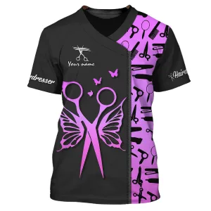 Latest Hairdresser Pesonalized 3D Shirt Hair Cut Shop Uniform Hairdresser Pattern T-Shirt [Non Workwear]
