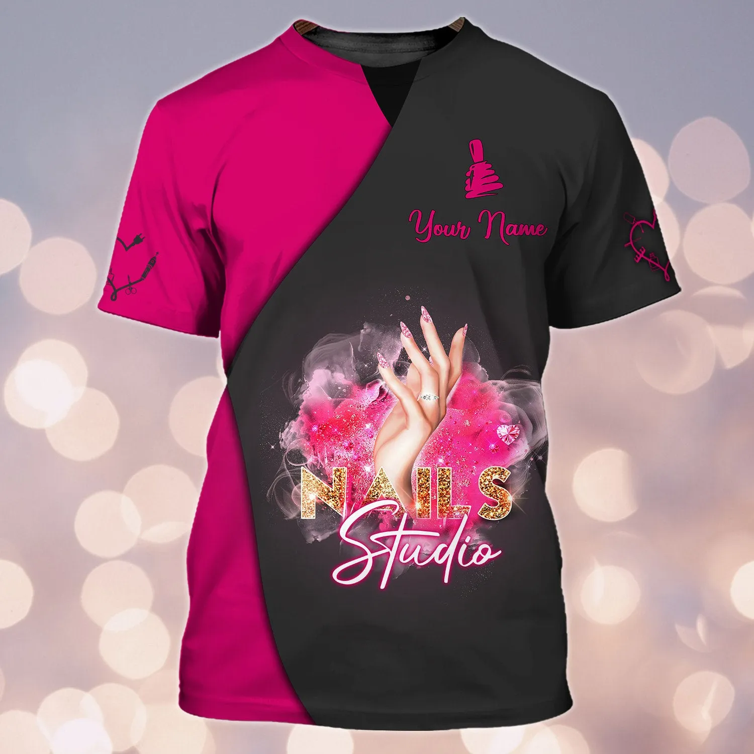 Latest Nail Artist T shirt KIMONO MIX Custom Nail Salon Uniform Manicurist Gift [Non Workwear]