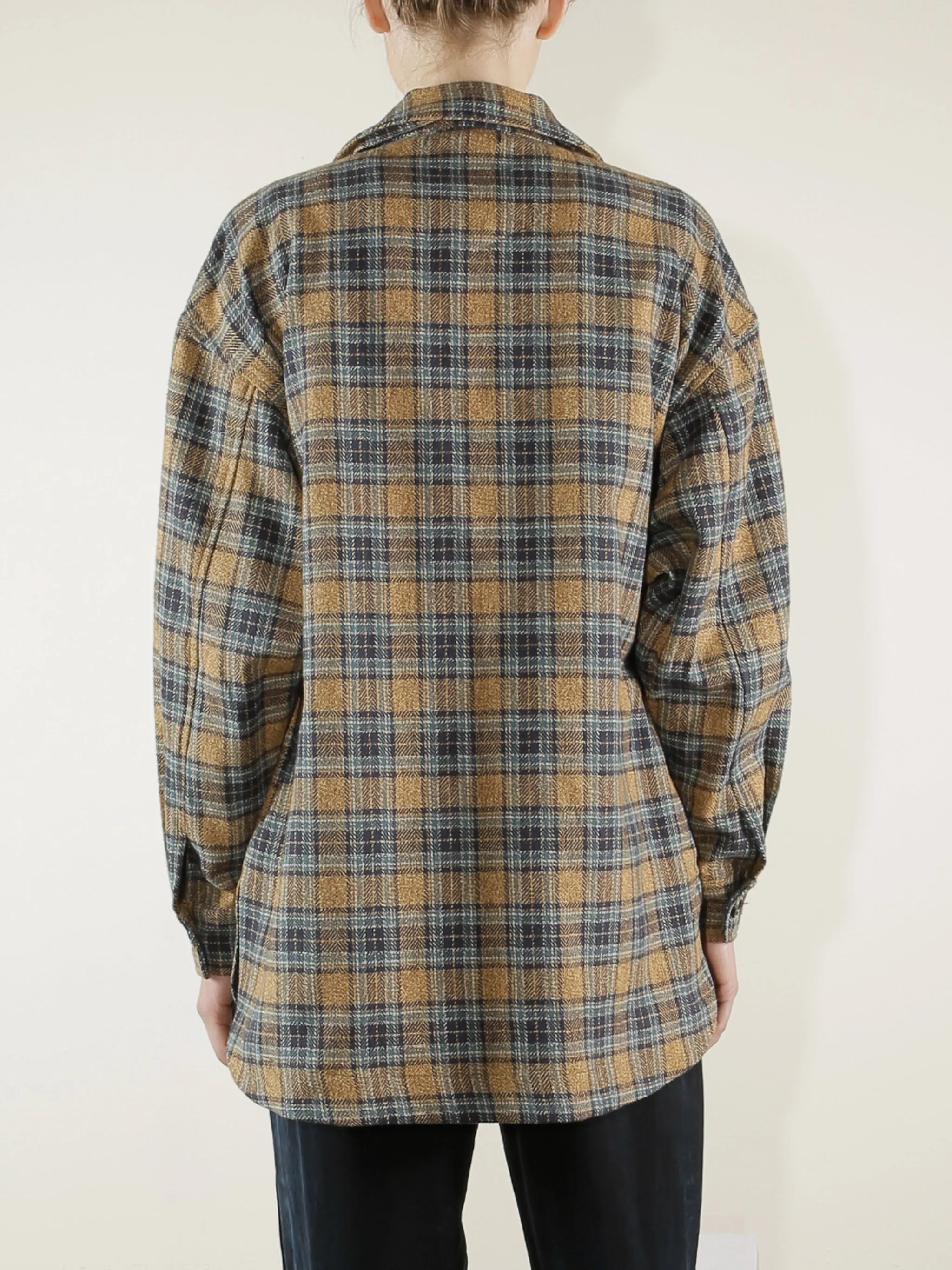 Laura Oversized Shirt Jacket in Plaid - Night/Wheat