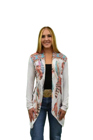 Liberty Wear Collection Cardigan: Vibrant Feathers