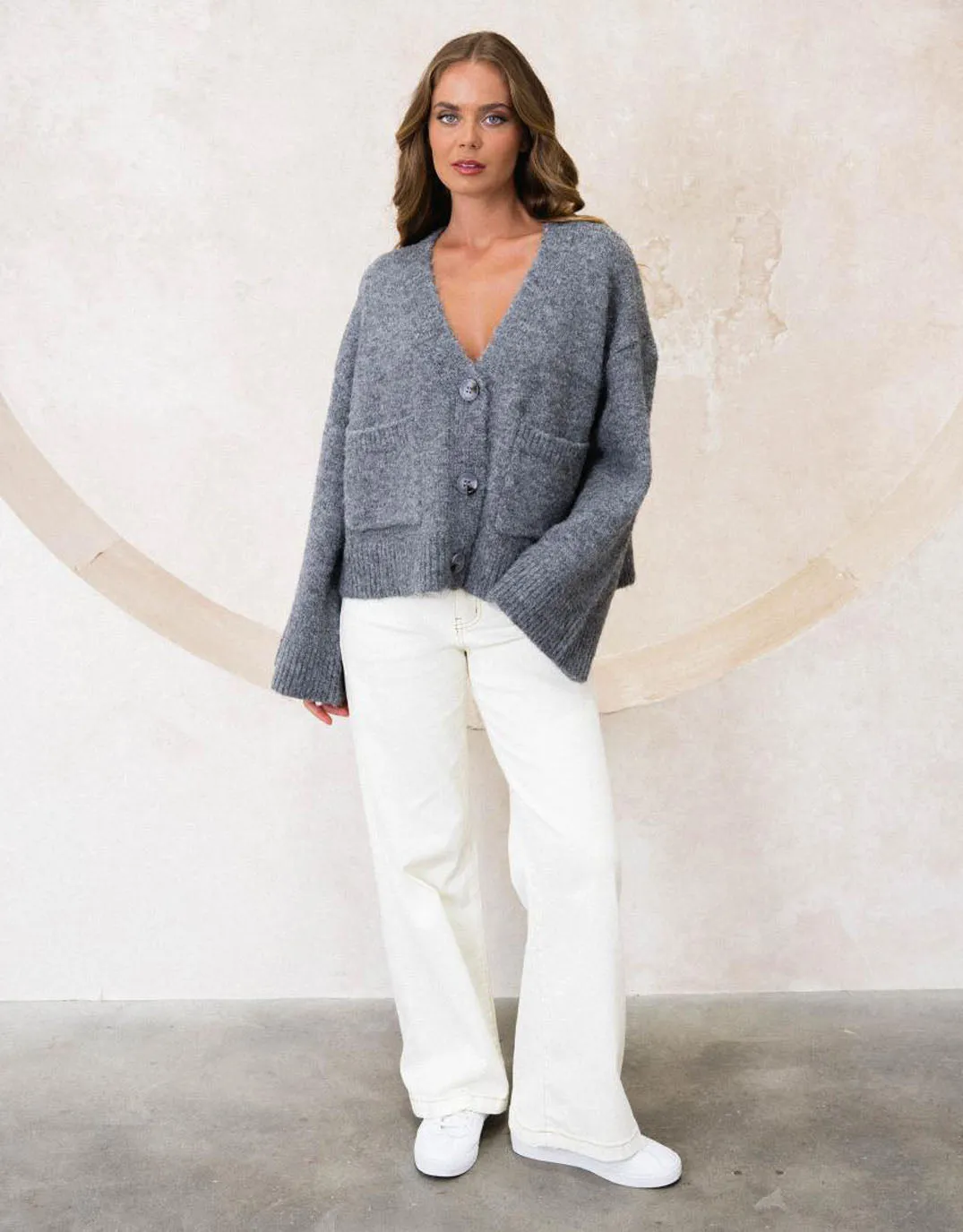Lila Chunky Oversized Cardigan - Charcoal