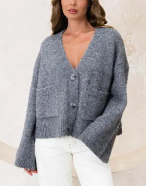 Lila Chunky Oversized Cardigan - Charcoal