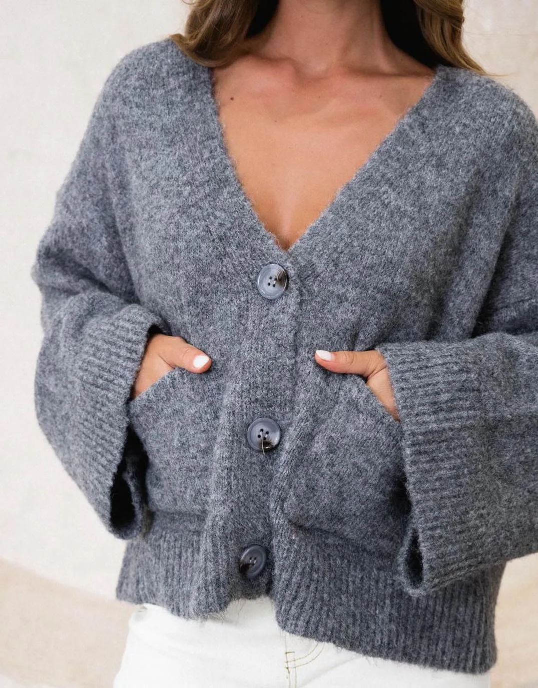 Lila Chunky Oversized Cardigan - Charcoal