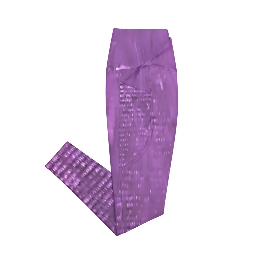 Lilac Crossover leggings with pockets