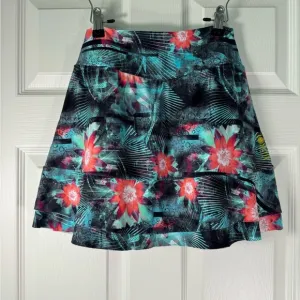 LiliKoi Abstract Floral Hawaiian Activewear Skort UV 50  High Rise Size Large