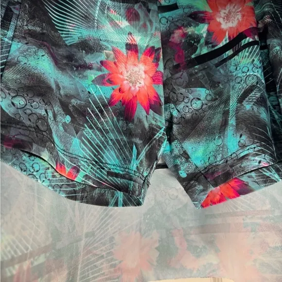 LiliKoi Abstract Floral Hawaiian Activewear Skort UV 50  High Rise Size Large