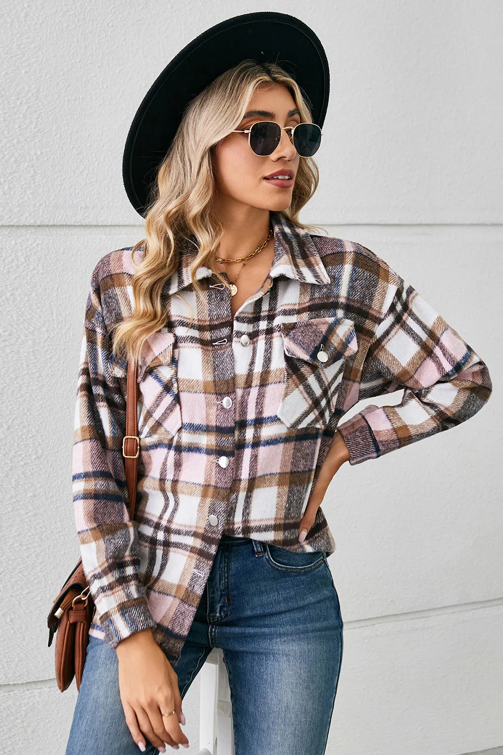 Lilllie Button Down Collared Plaid Flannel Shacket