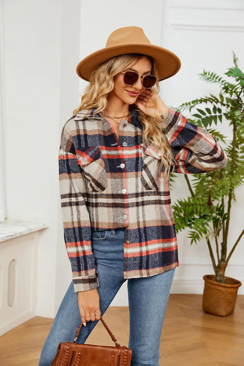Lilllie Button Down Collared Plaid Flannel Shacket