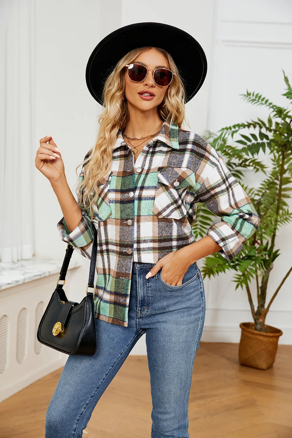 Lilllie Button Down Collared Plaid Flannel Shacket