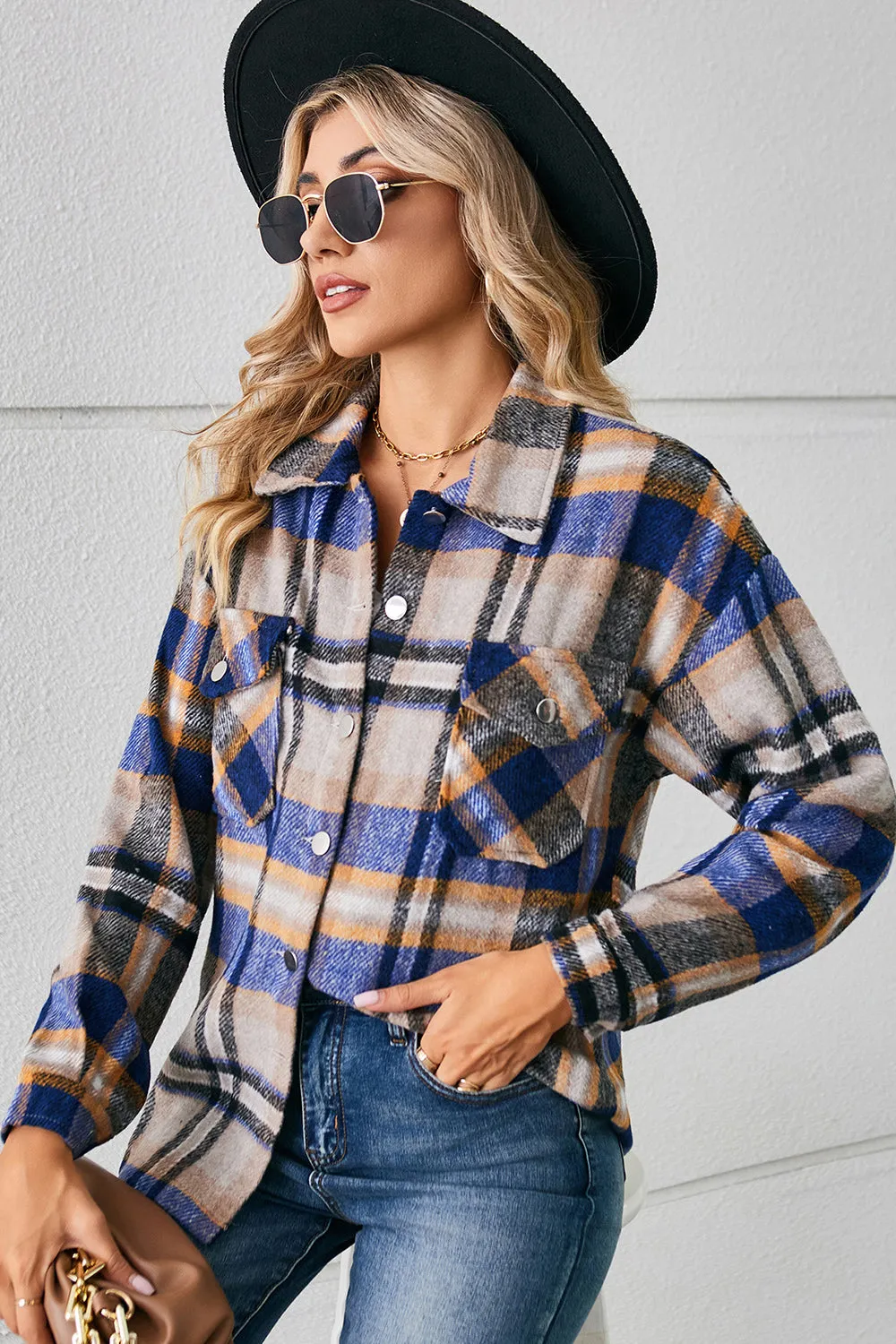 Lilllie Button Down Collared Plaid Flannel Shacket