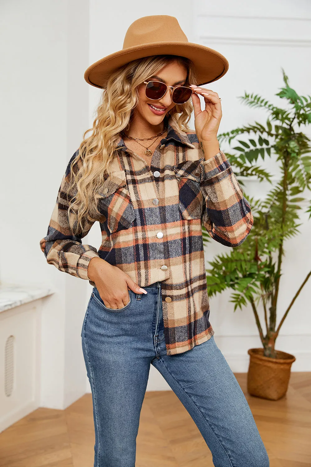 Lilllie Button Down Collared Plaid Flannel Shacket