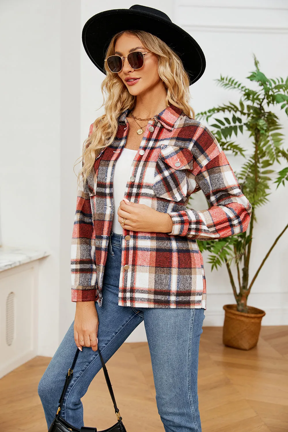 Lilllie Button Down Collared Plaid Flannel Shacket