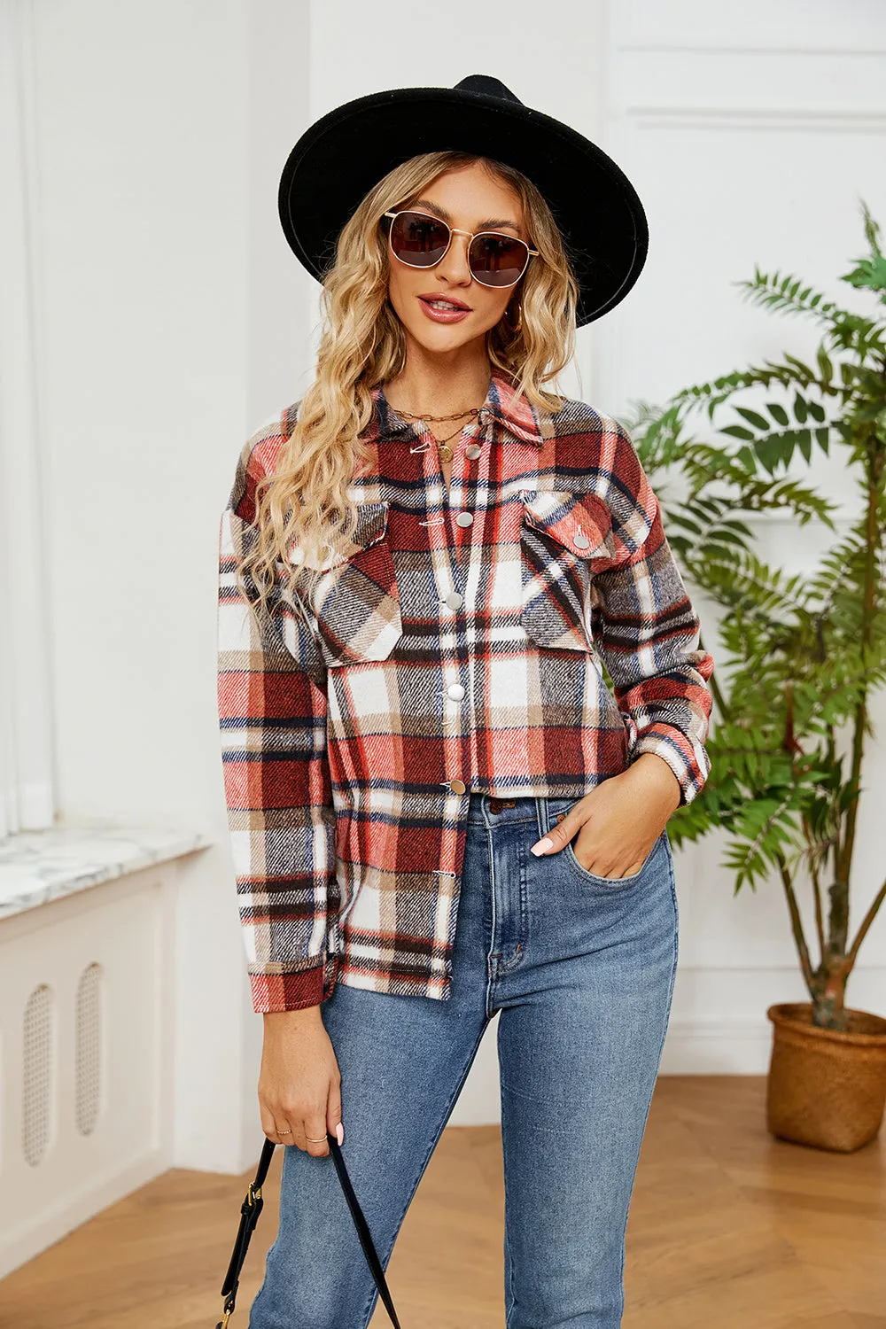 Lilllie Button Down Collared Plaid Flannel Shacket
