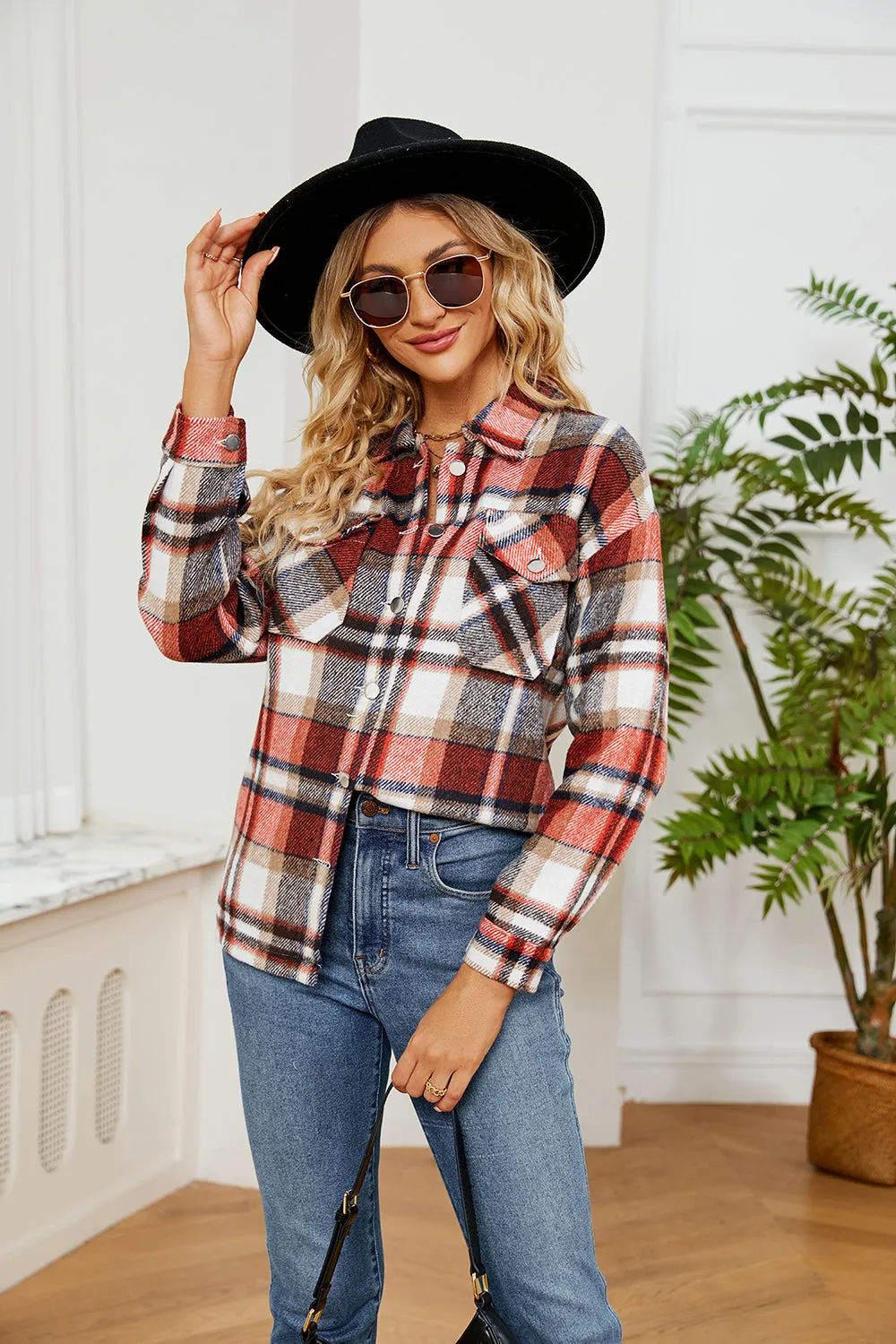Lilllie Button Down Collared Plaid Flannel Shacket