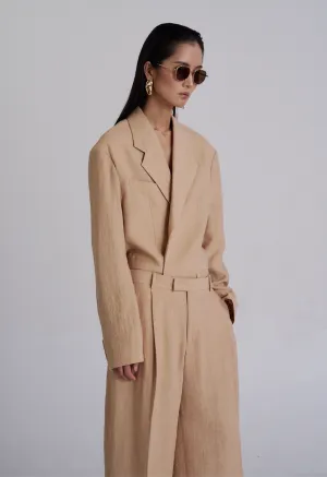 Linen Blazer in Tan