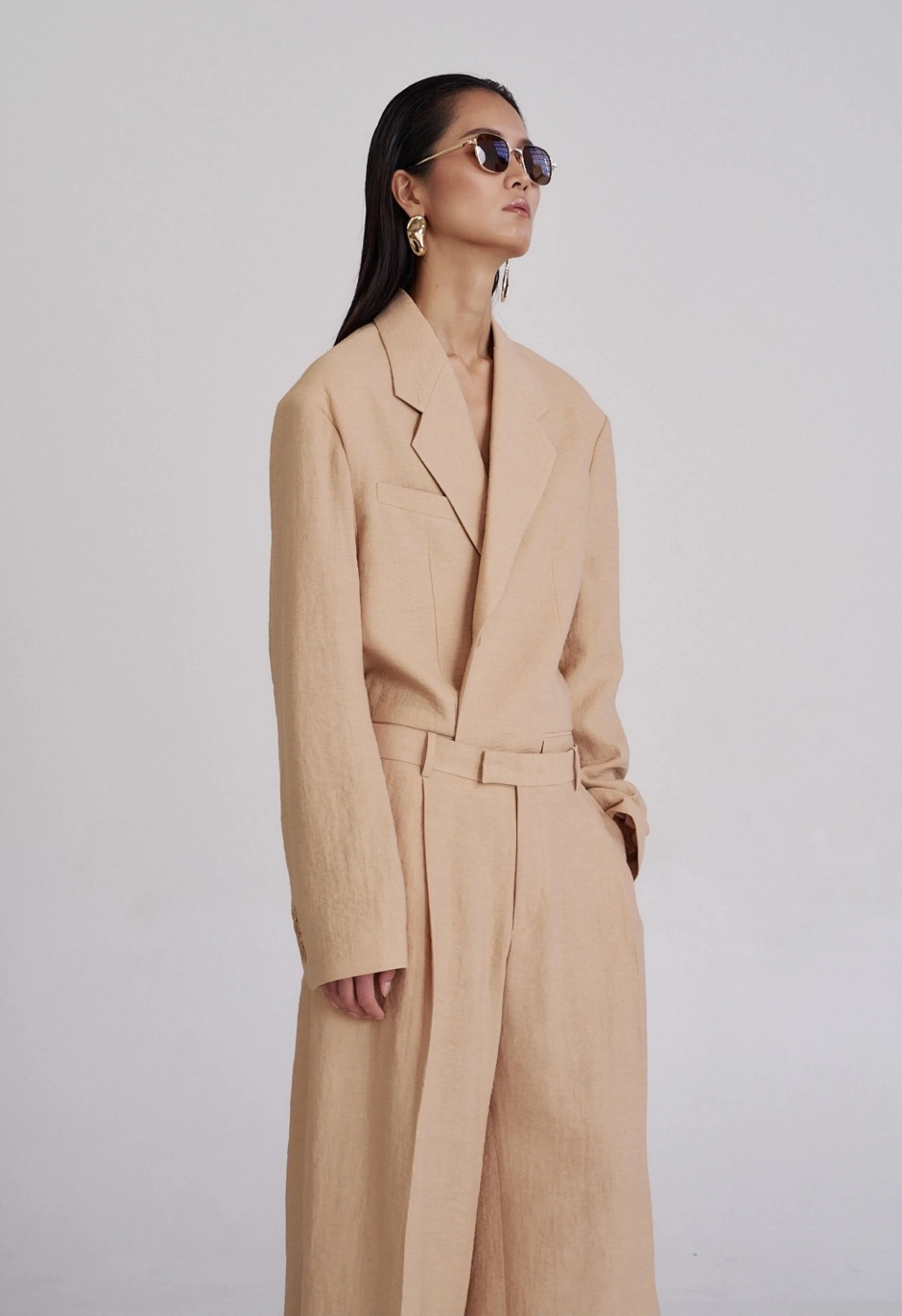 Linen Blazer in Tan