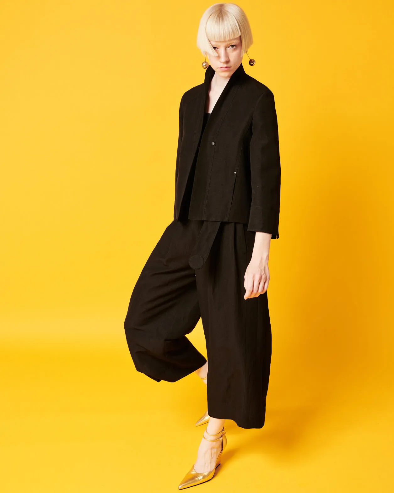 Linen Blend Shawl Collar Jacket