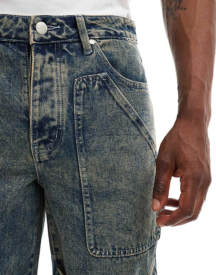 Liquor N Poker textured stacked jeans in stone wash - part of a set