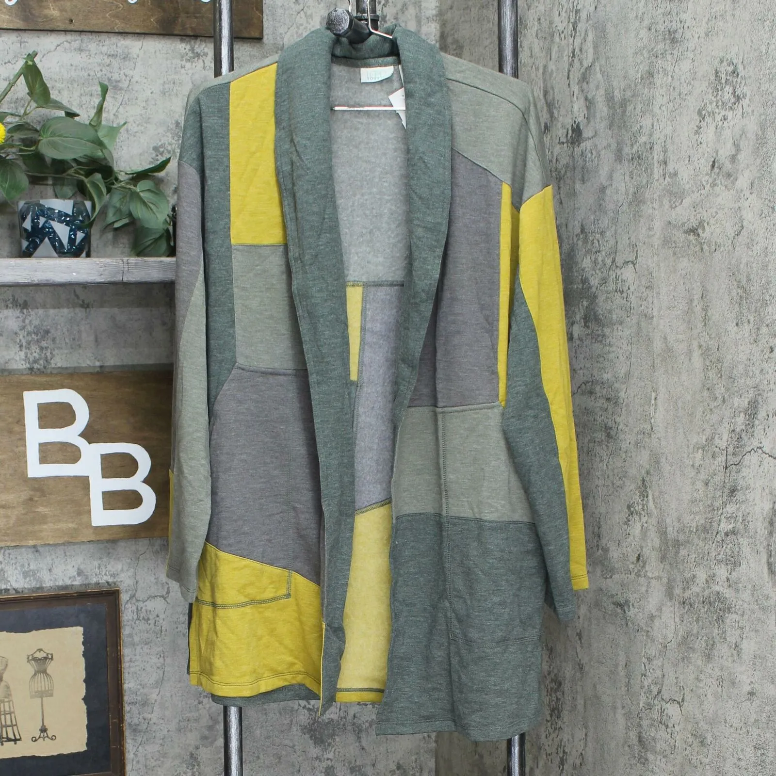 LOGO by Lori Goldstein Brushed Fleece Patchwork Duster Jacket