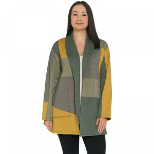 LOGO by Lori Goldstein Brushed Fleece Patchwork Duster Jacket