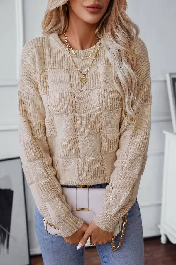 Loose crew neck sweater top