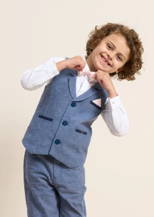 Lorenzo Blue Chambray Waistcoat Set