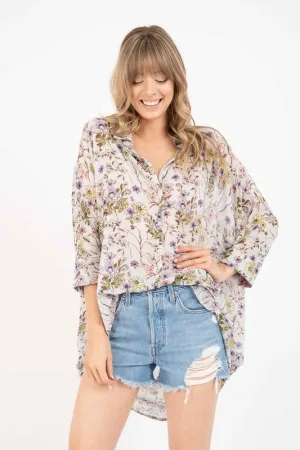 LORETTA FLORAL BUTTONDOWN TOP