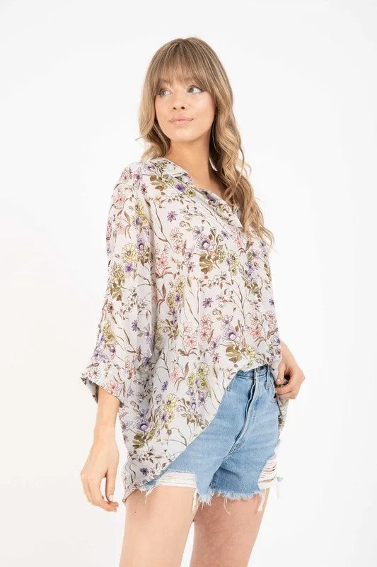 LORETTA FLORAL BUTTONDOWN TOP