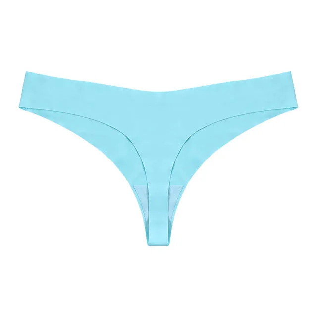 Low Waist Ice Silk Nude Cotton Crotch Large Size T Panties Sexy One Piece Briefs