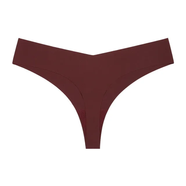 Low Waist Ice Silk Nude Cotton Crotch Large Size T Panties Sexy One Piece Briefs