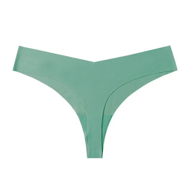 Low Waist Ice Silk Nude Cotton Crotch Large Size T Panties Sexy One Piece Briefs