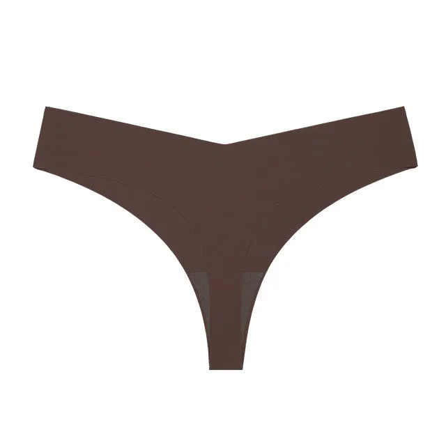 Low Waist Ice Silk Nude Cotton Crotch Large Size T Panties Sexy One Piece Briefs