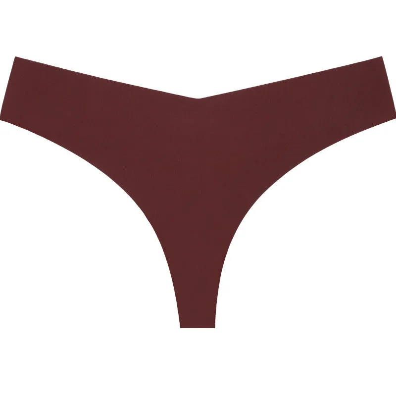 Low Waist Ice Silk Nude Cotton Crotch Large Size T Panties Sexy One Piece Briefs