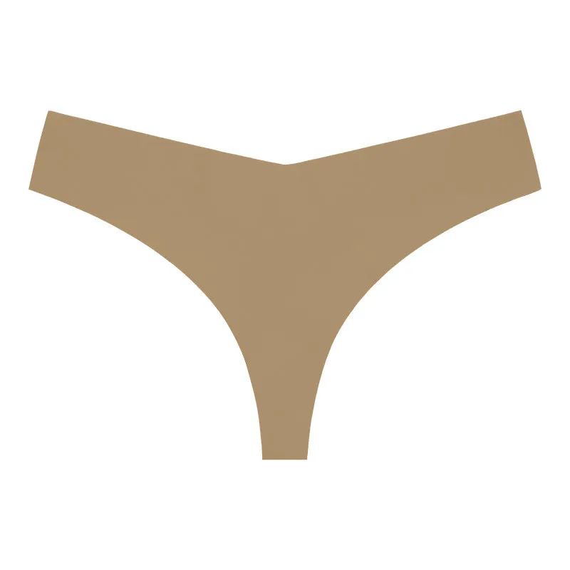 Low Waist Ice Silk Nude Cotton Crotch Large Size T Panties Sexy One Piece Briefs