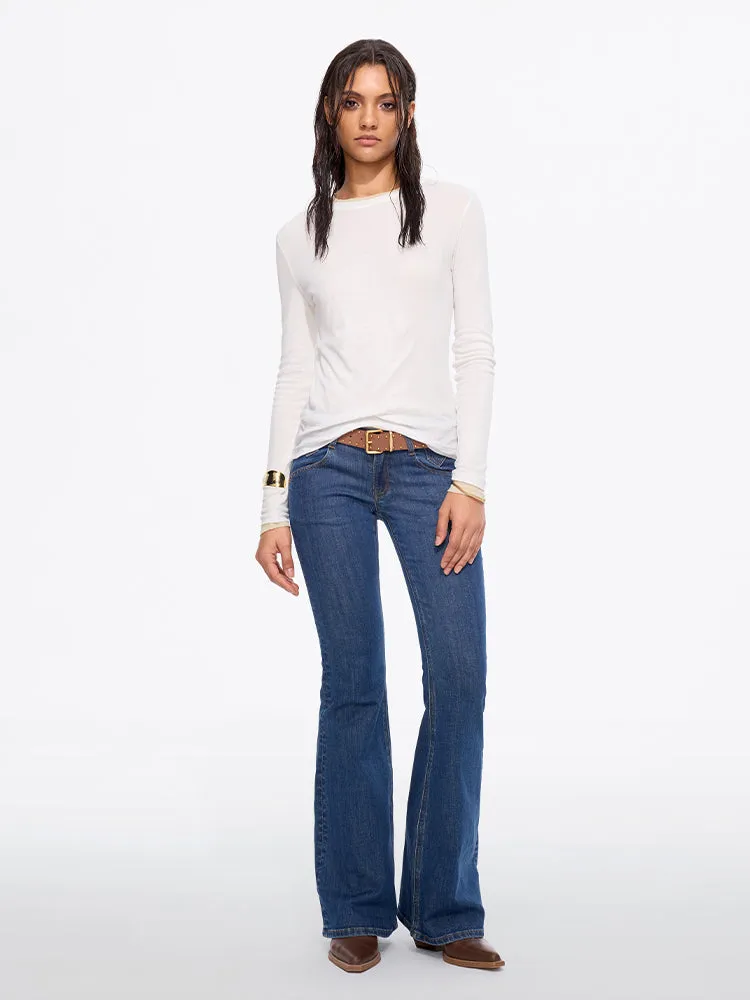 Low-Waisted Flared Jeans-BELLA
