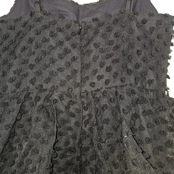 Lulu's Women's Flirting with You Black Tiered Pom Pom Midi Dress Size Small NWT