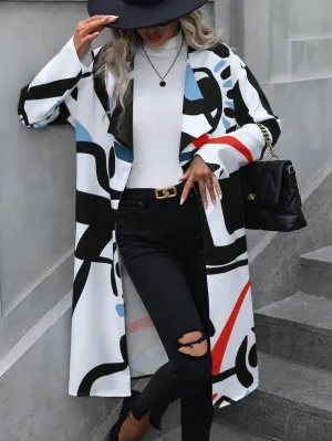 LUNE Geo Print Open Front Coat