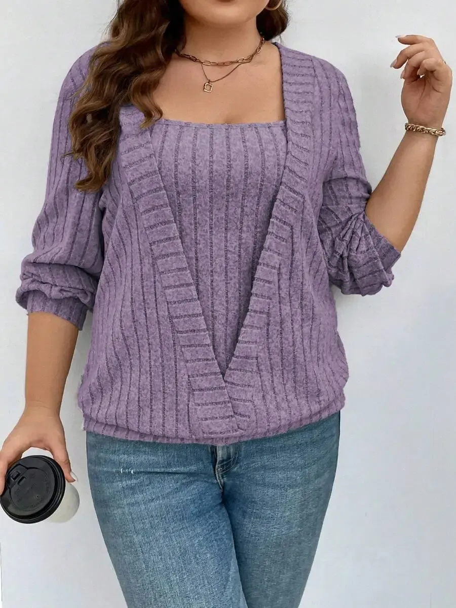 Lust Ribbed Knit Layered Long Sleeve Top