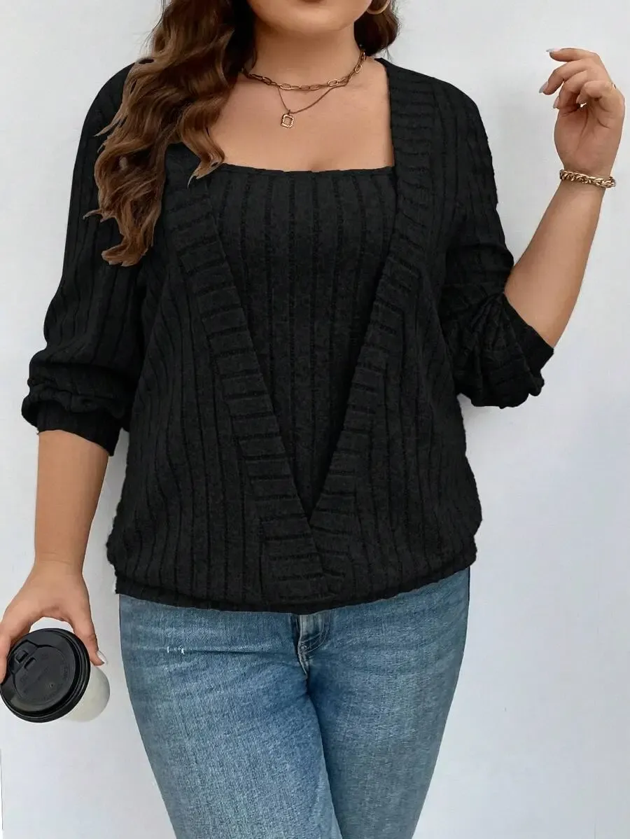 Lust Ribbed Knit Layered Long Sleeve Top