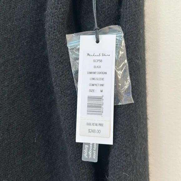 M ichael Stars SUMI KNIT COATIGAN IN BLACK SIZE MEDIUM NWT