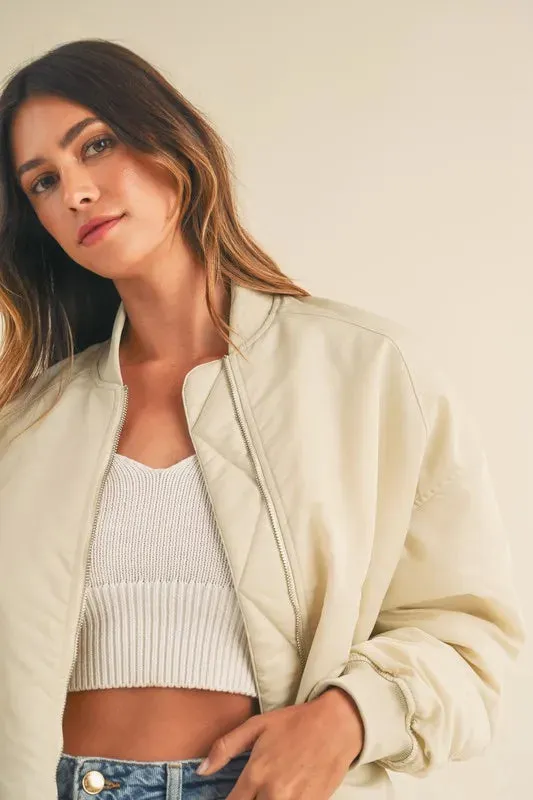MABLE Back Ruched Utiltiy Bomber Jacket