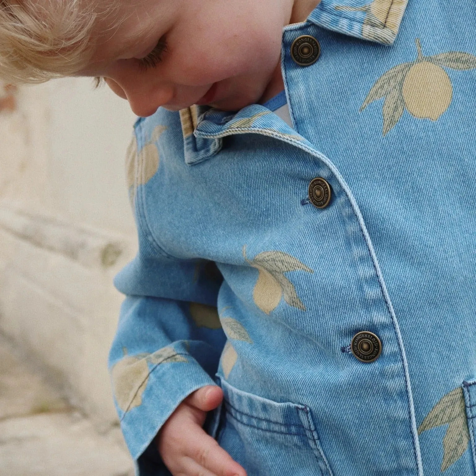 Magot Lemon Print Cotton Denim Jacket