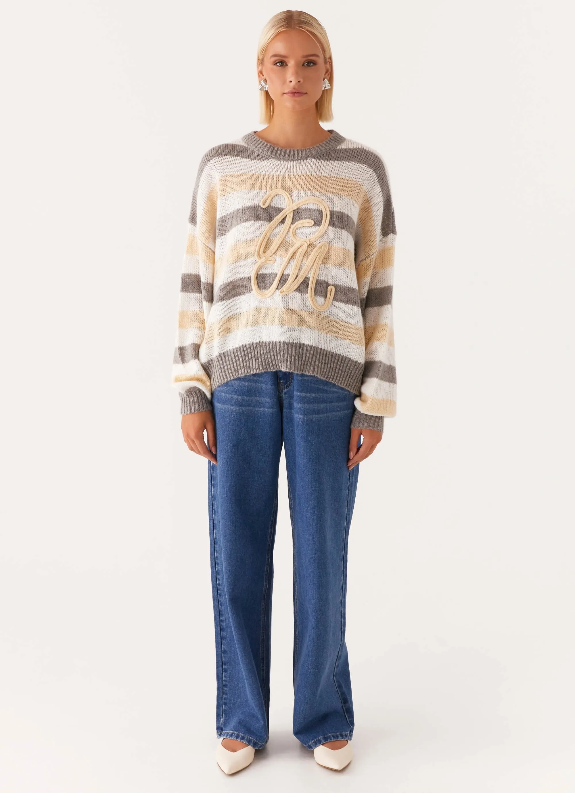 Main Character Oversized Knit Sweater - Stripe